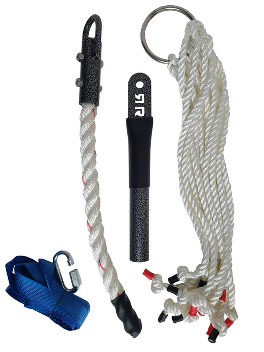vertical grip package for obstacle course racing. Steel nunchuck, synthetic rope nunchuck and twirly beard. grip strength