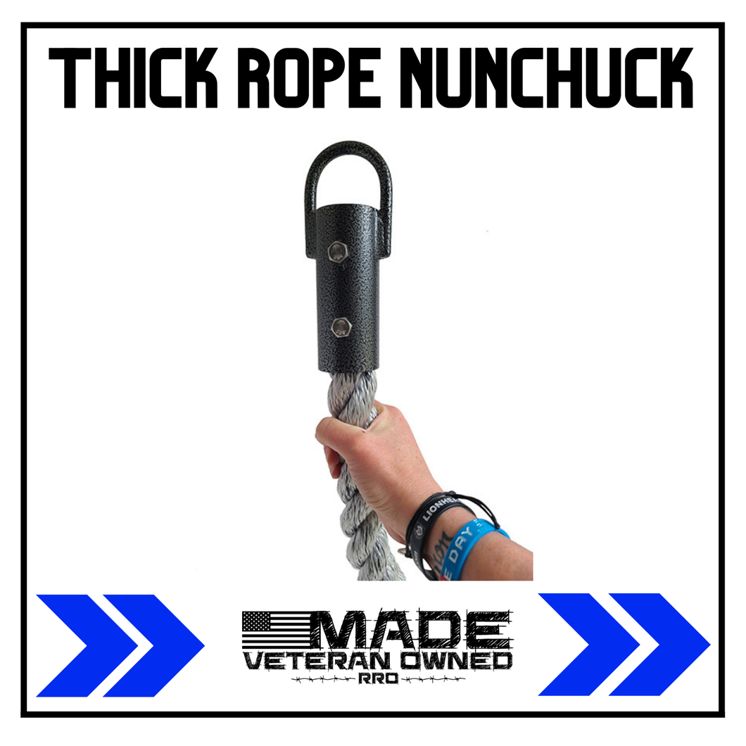 Thick rope nunchuck grip. Obstacle Course Race training.